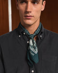 Foulard en soie vert à motif