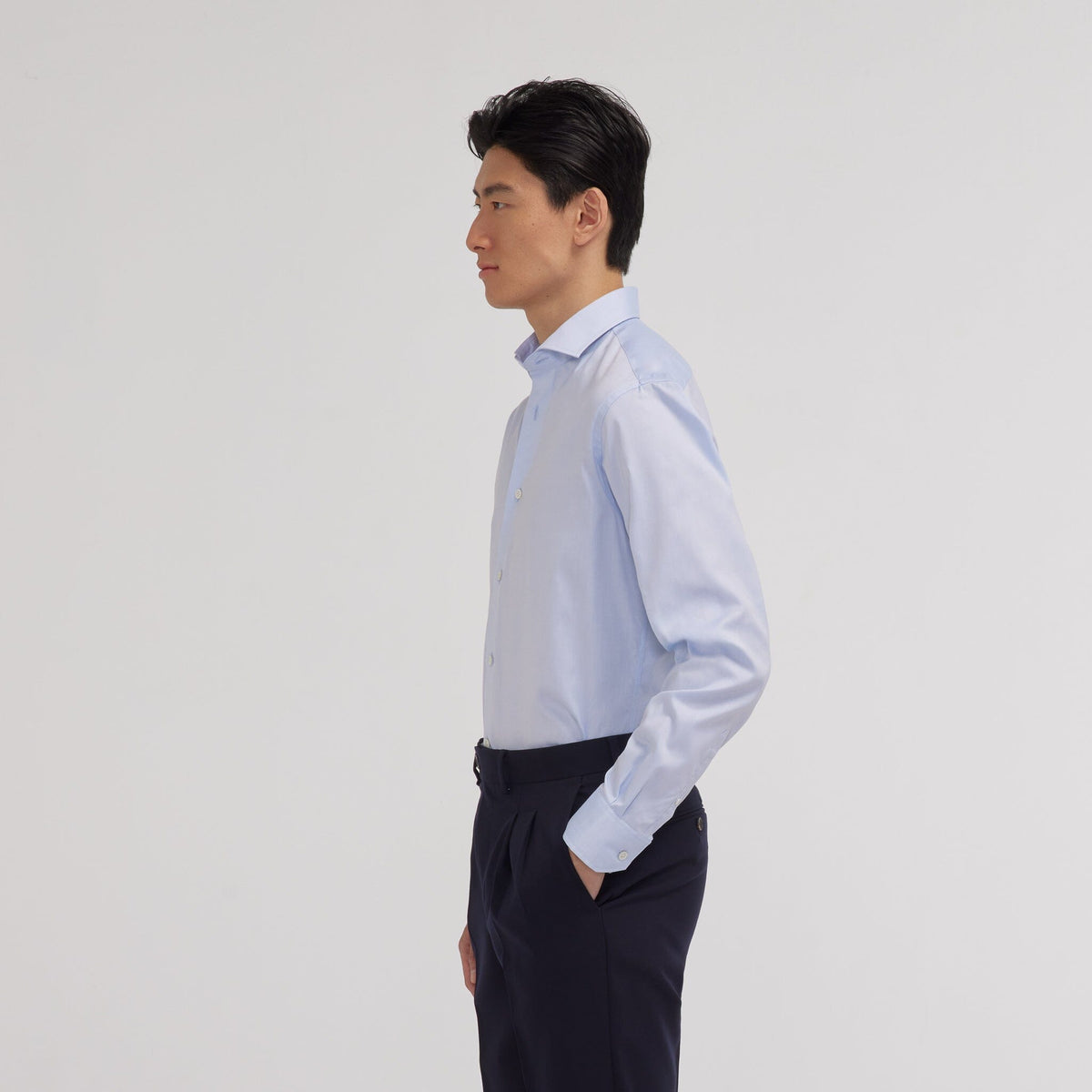 Chemise premium en pinpoint double retors bleue