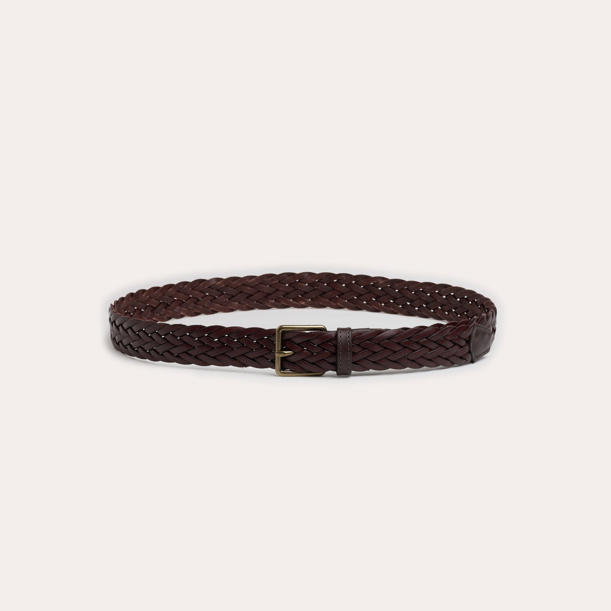 Ceinture en cuir italien tressé marron