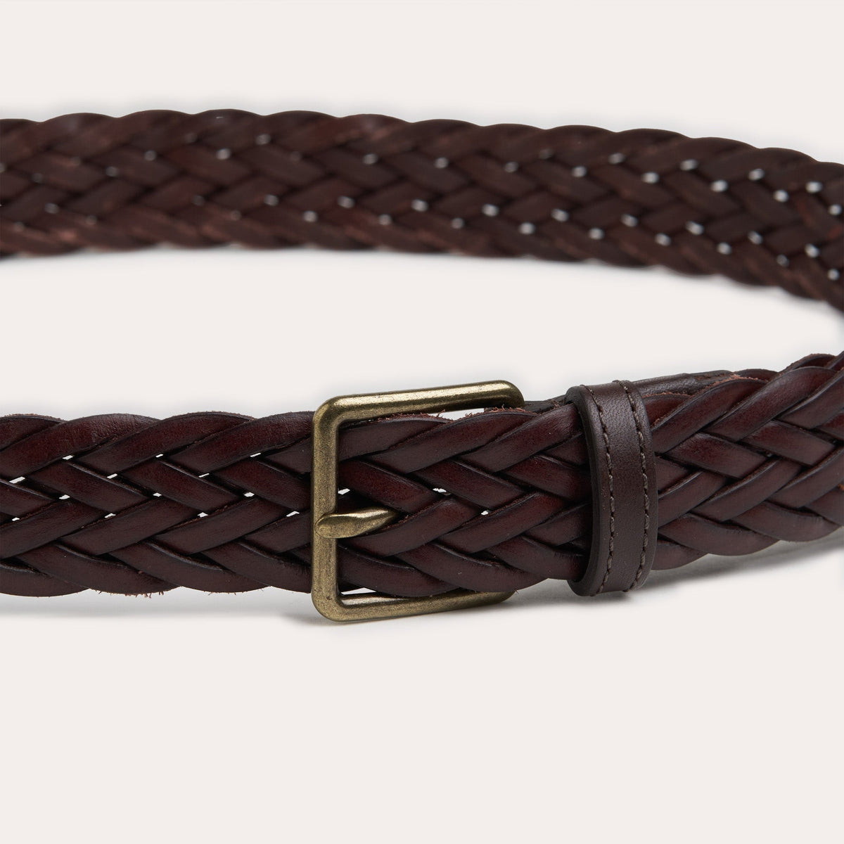 Ceinture en cuir italien tressé marron