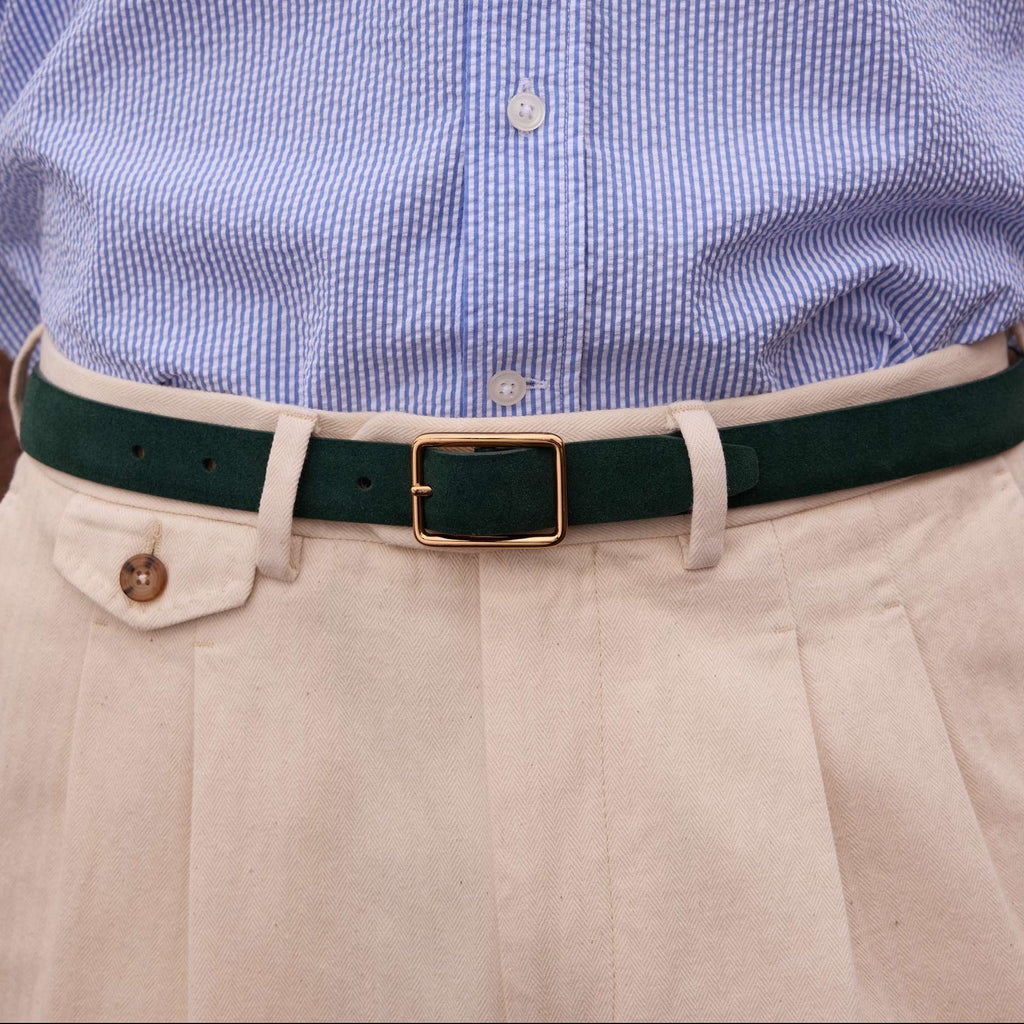 Ceinture en cuir suédé verte