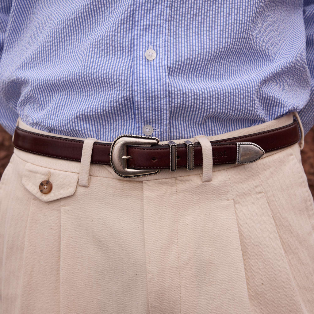 Ceinture western en cuir marron