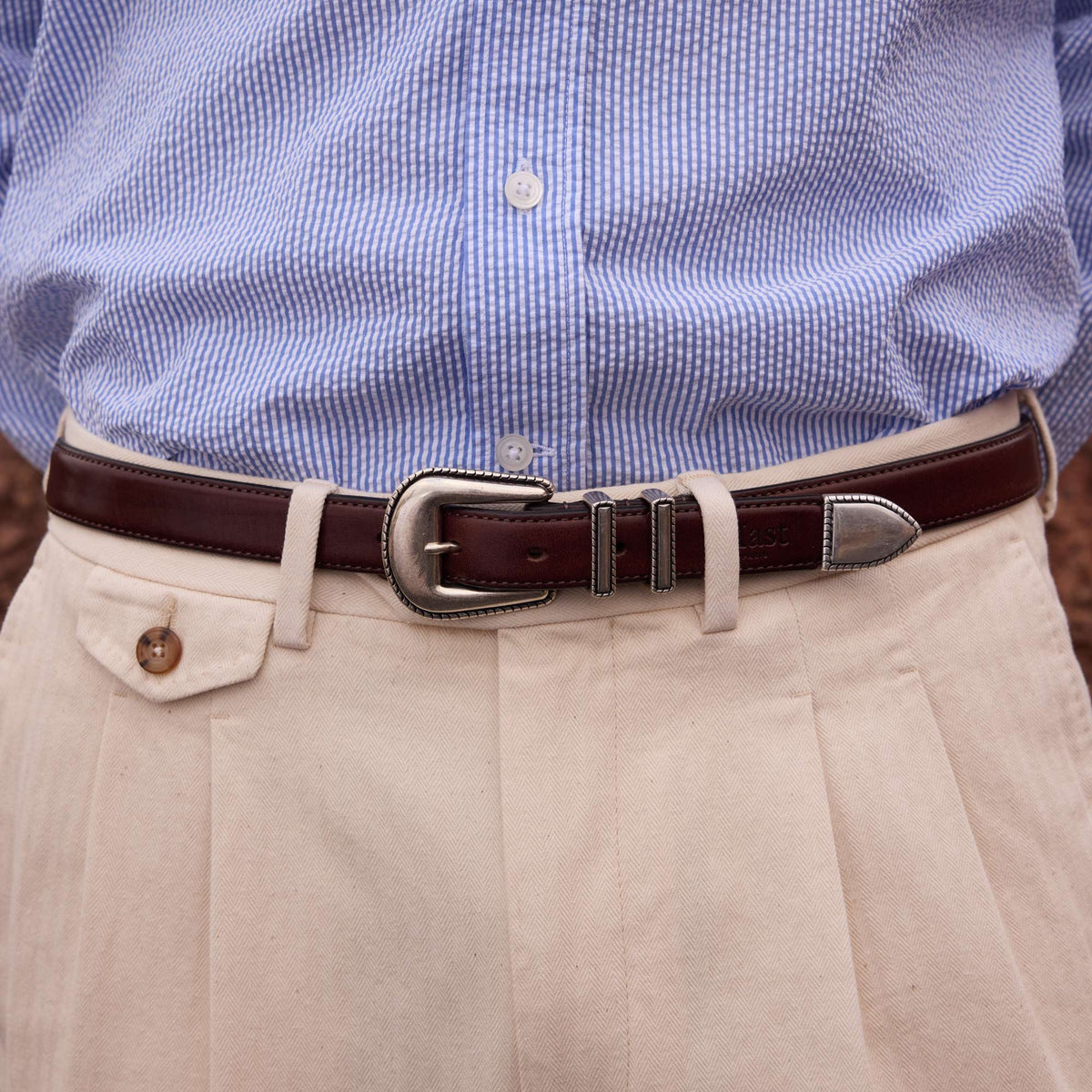Ceinture western en cuir marron