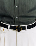 Ceinture à boucle ronde en cuir noir