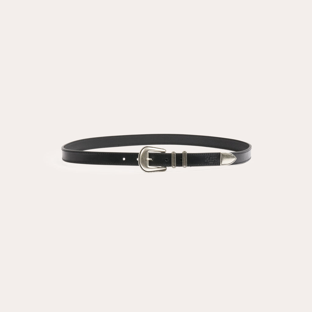 Ceinture western en cuir noir