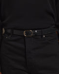 Ceinture en cuir noir embossée crocodile