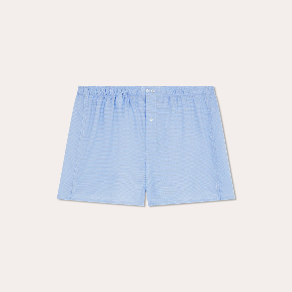 Caleçon en coton bleu à carreaux