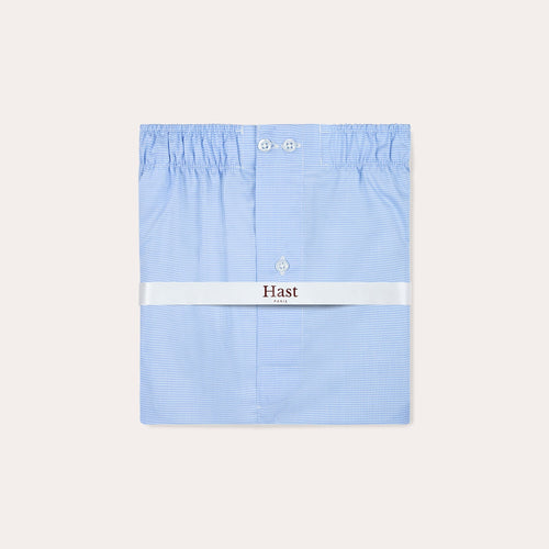 Caleçon en coton bleu à carreaux