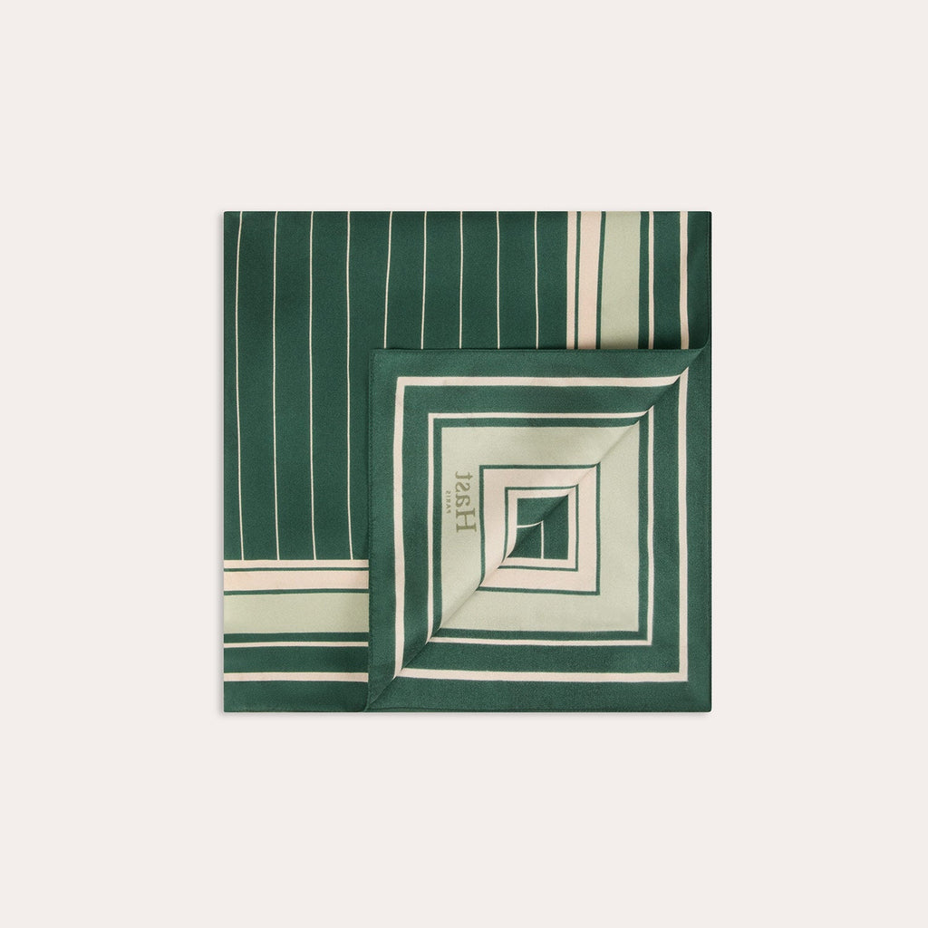 Foulard en soie rayé vert