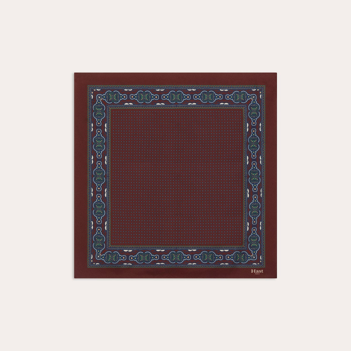 Foulard en soie bordeaux à motifs