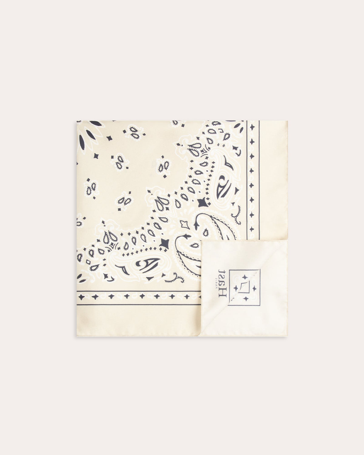 Foulard en soie écru à motif