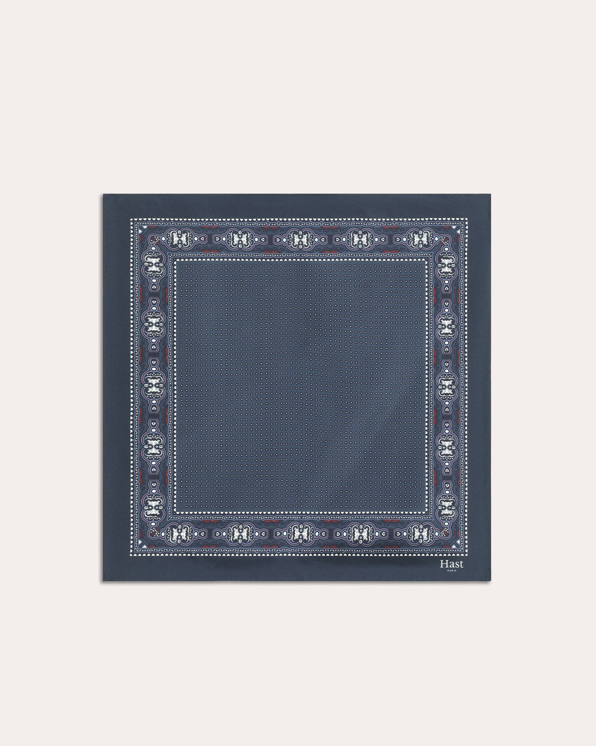 Foulard en soie marine à motif