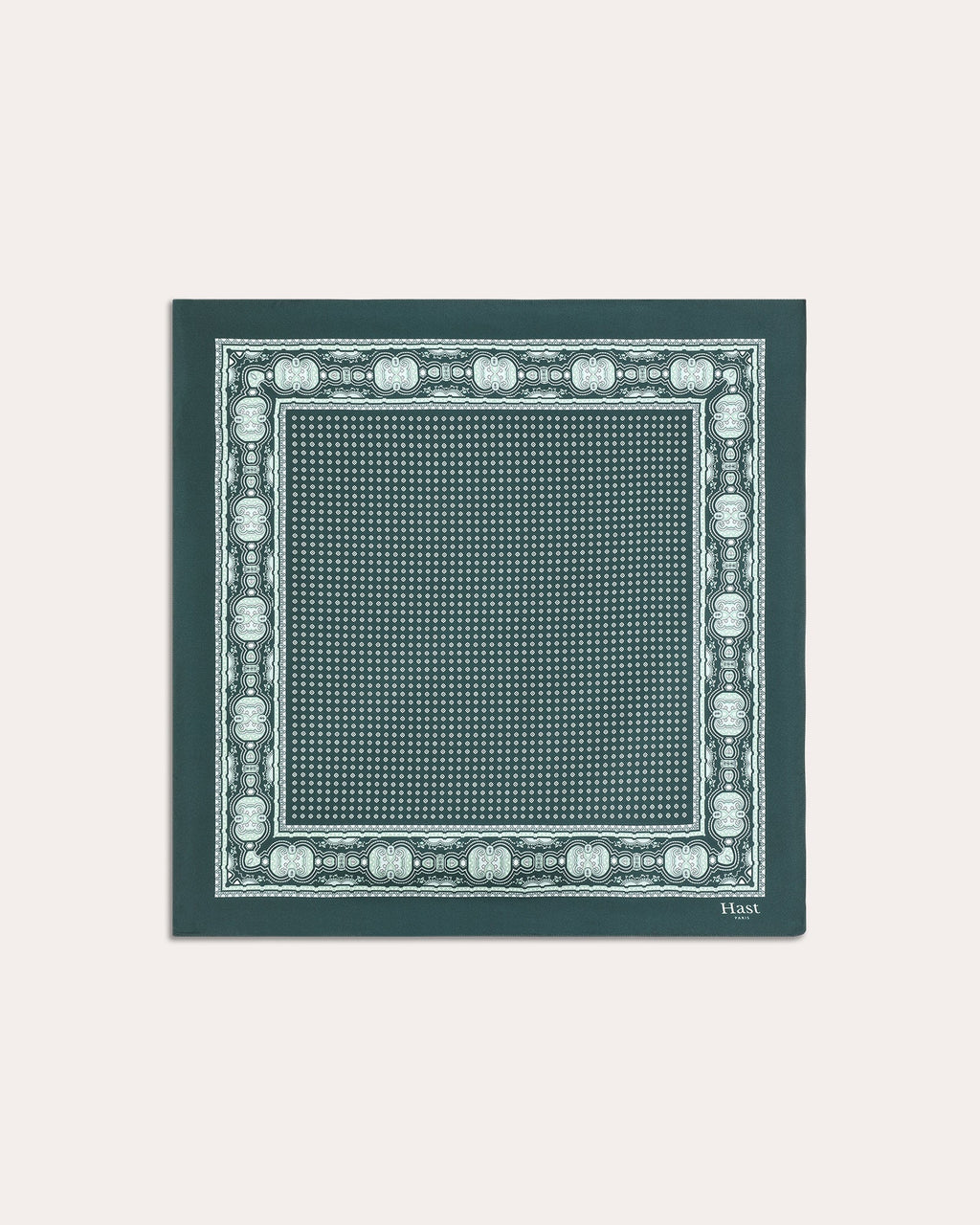 Foulard en soie vert à motif