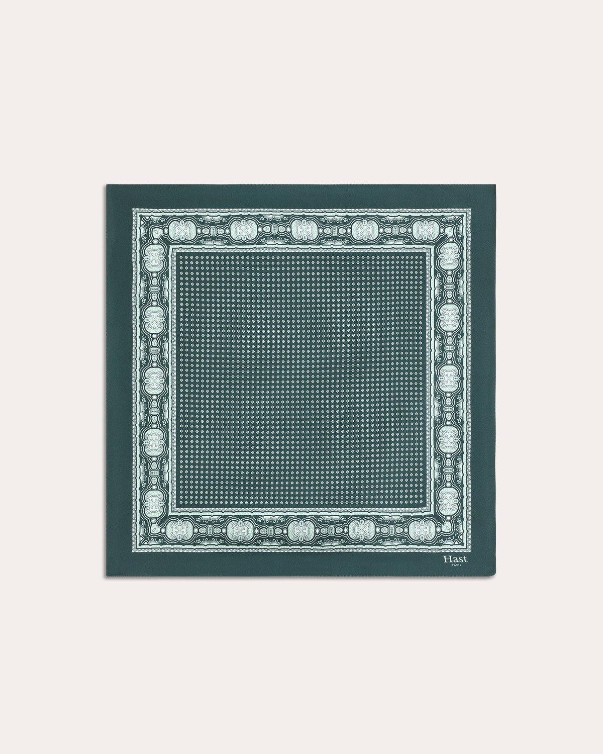 Foulard en soie vert à motif