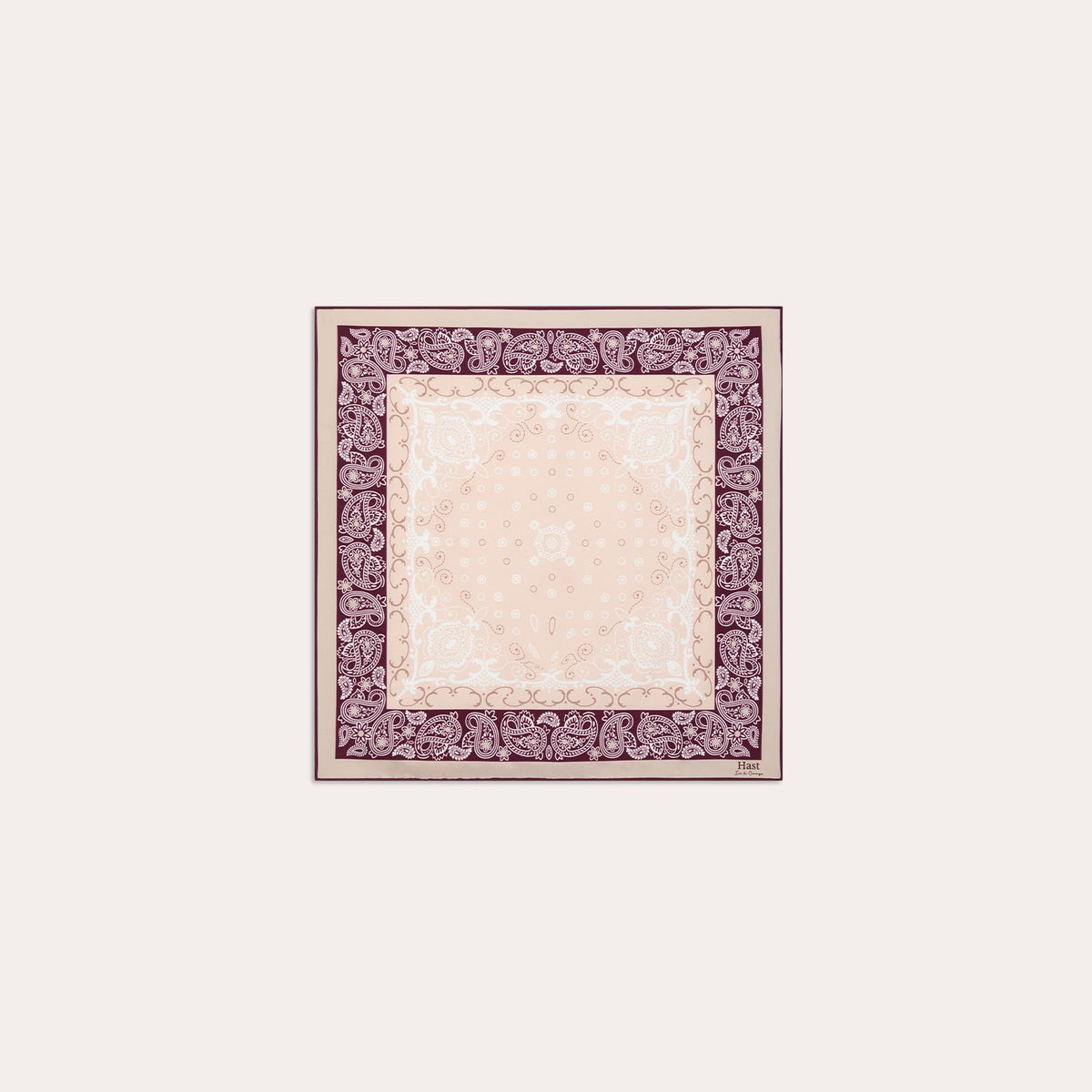 Foulard en soie écru et bordeaux à motifs