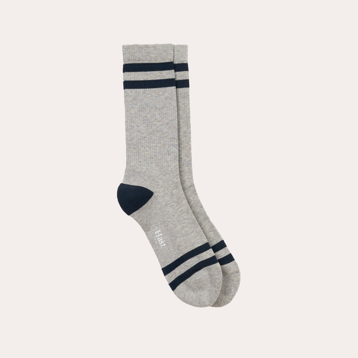 Chaussettes rayées grises et marine
