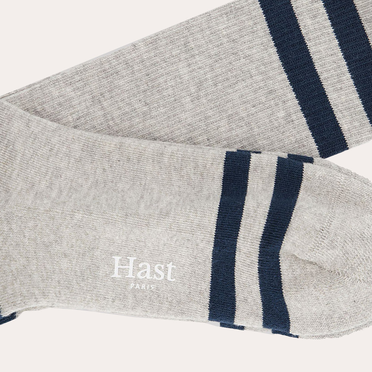Chaussettes rayées grises et marine