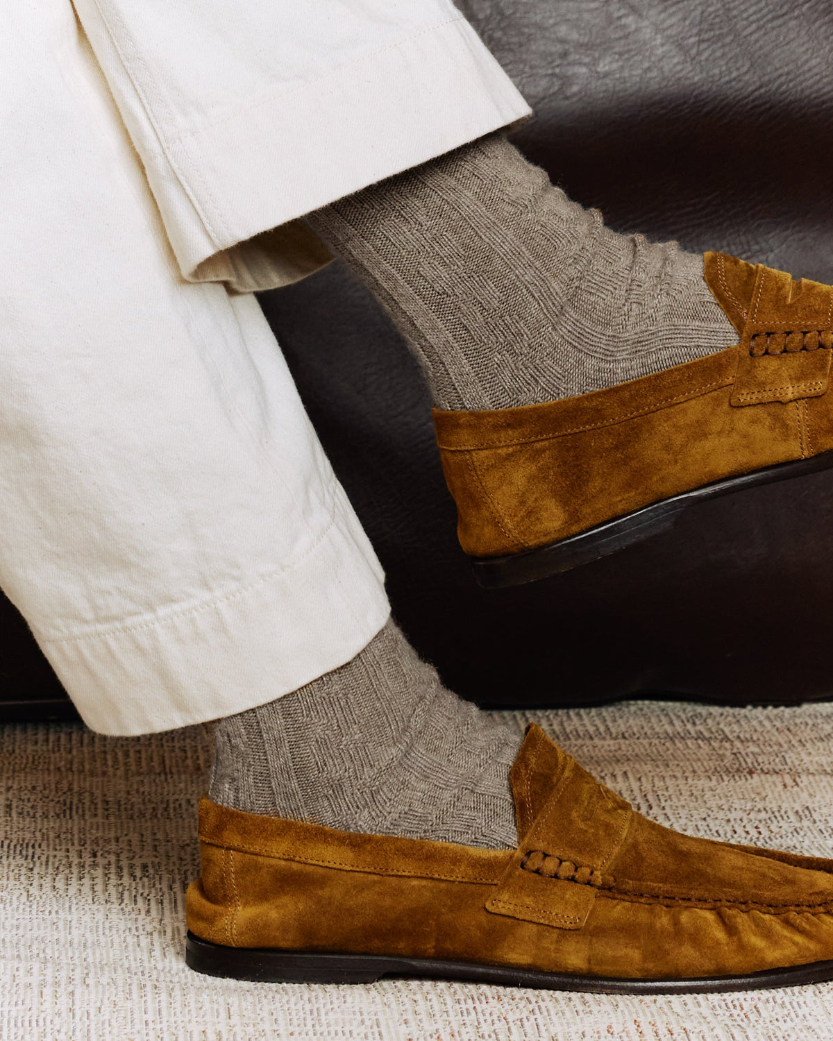 Chaussettes en laine et cachemire marron