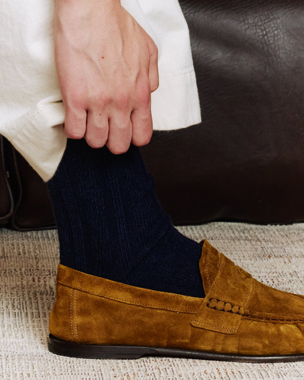 Chaussettes en laine et cachemire bleu marine