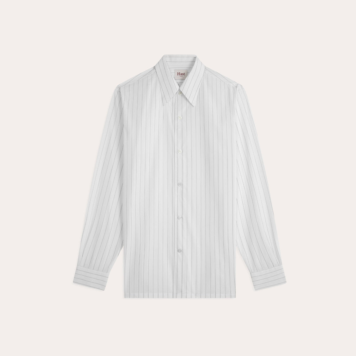 Chemise en coton blanc à rayure verte