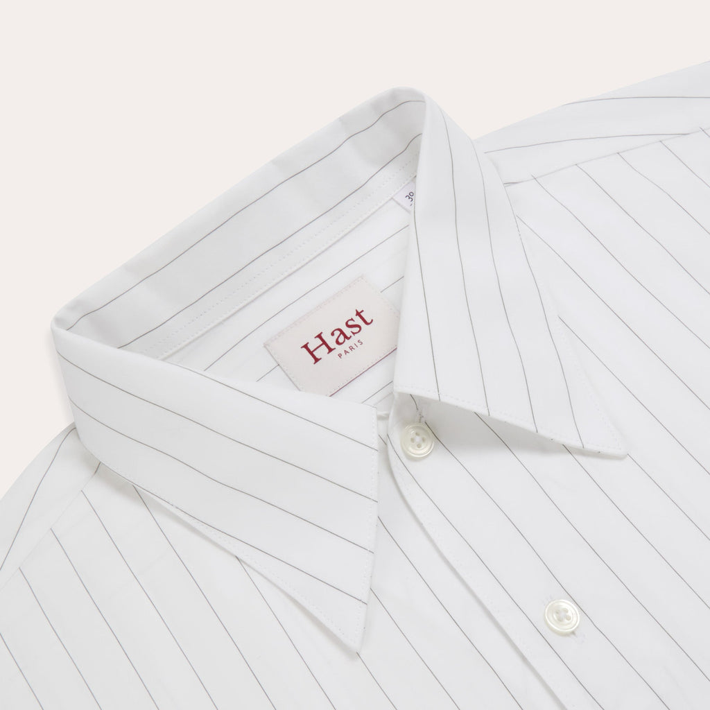 Chemise en coton blanc à rayure verte