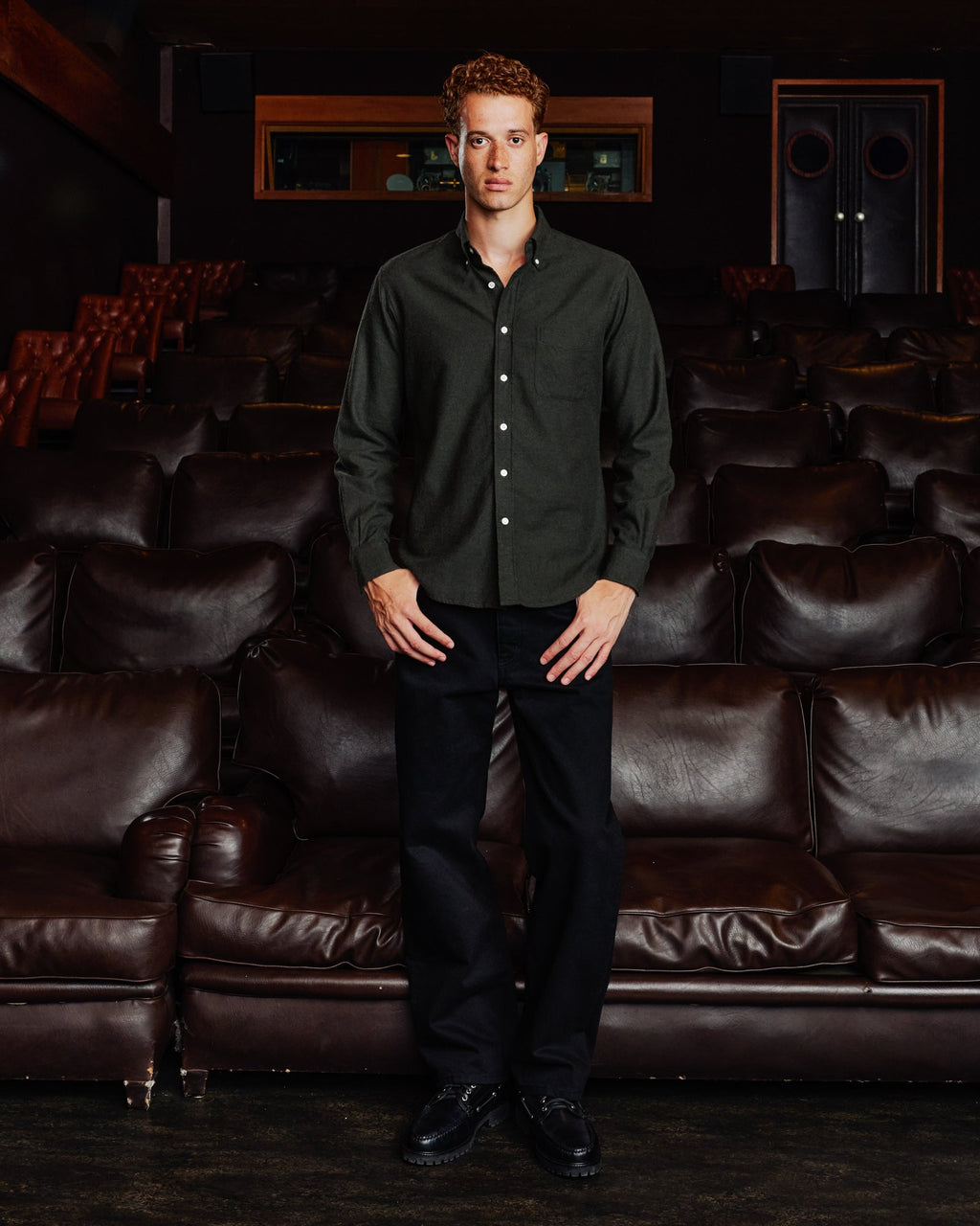 Chemise en coton laine verte