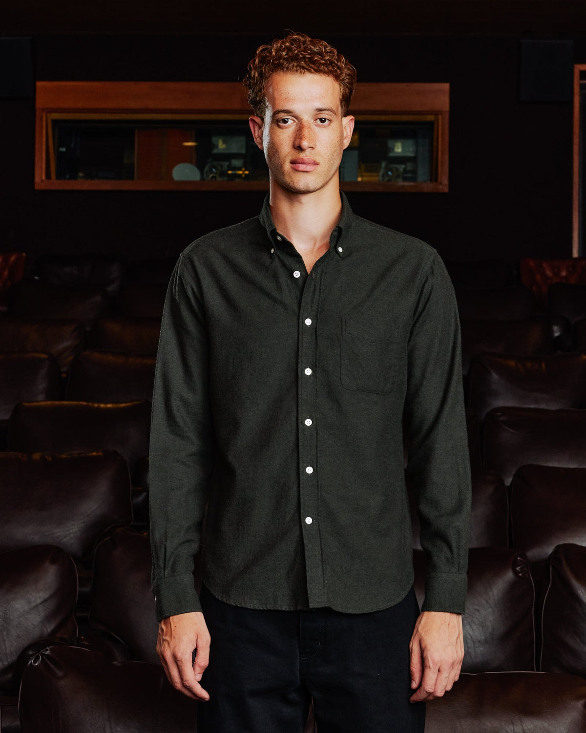 Chemise en coton laine verte