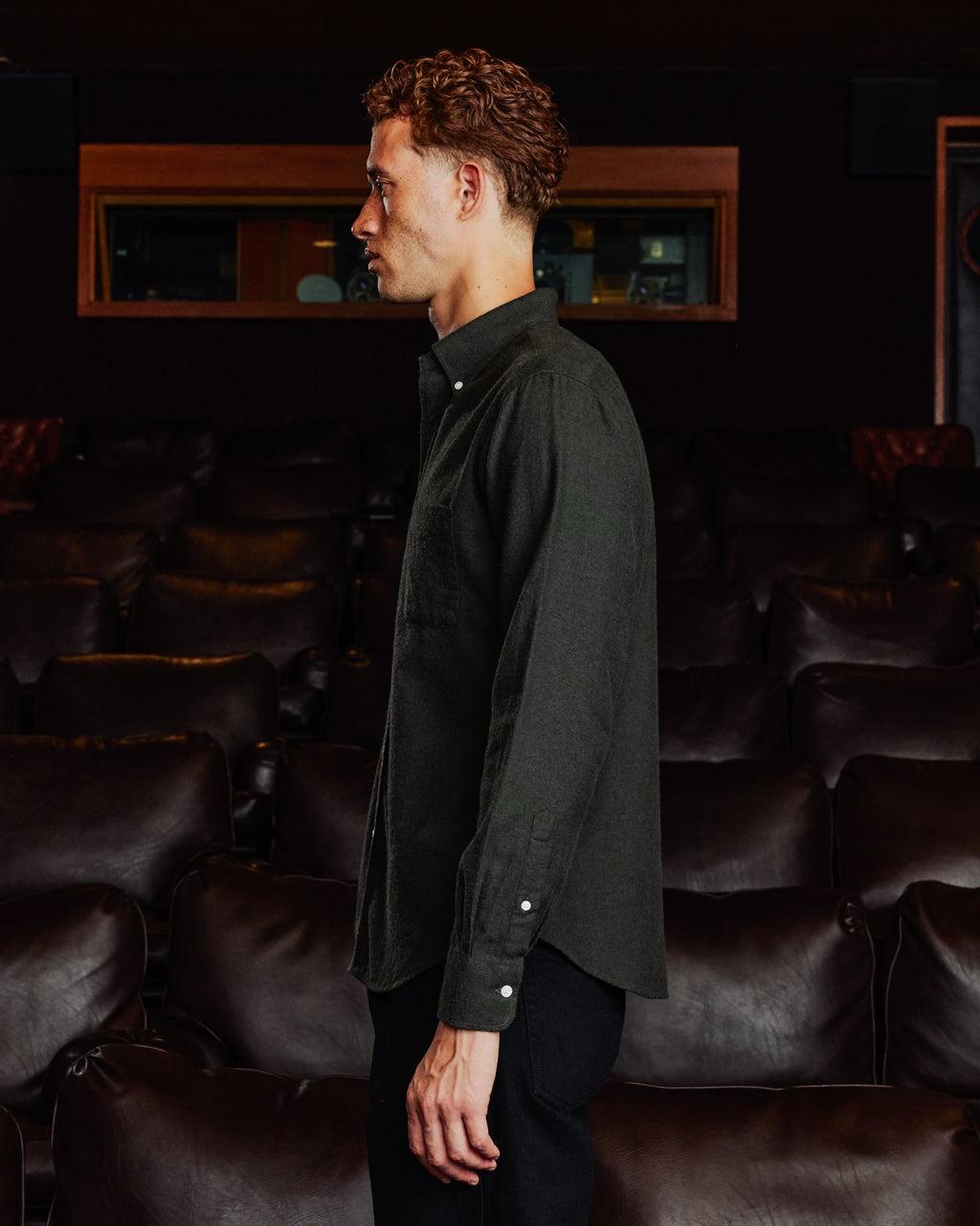 Chemise en coton laine verte