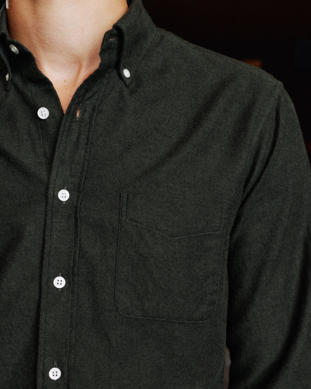 Chemise en coton laine verte