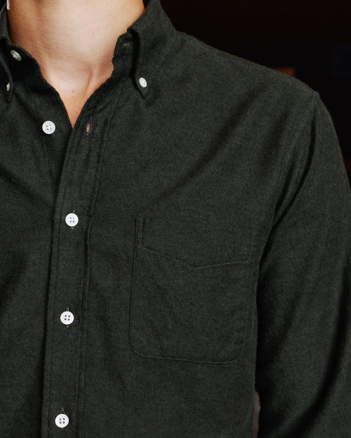 Chemise en coton laine verte