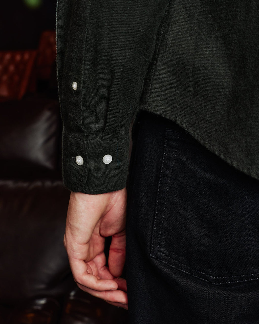 Chemise en coton laine verte