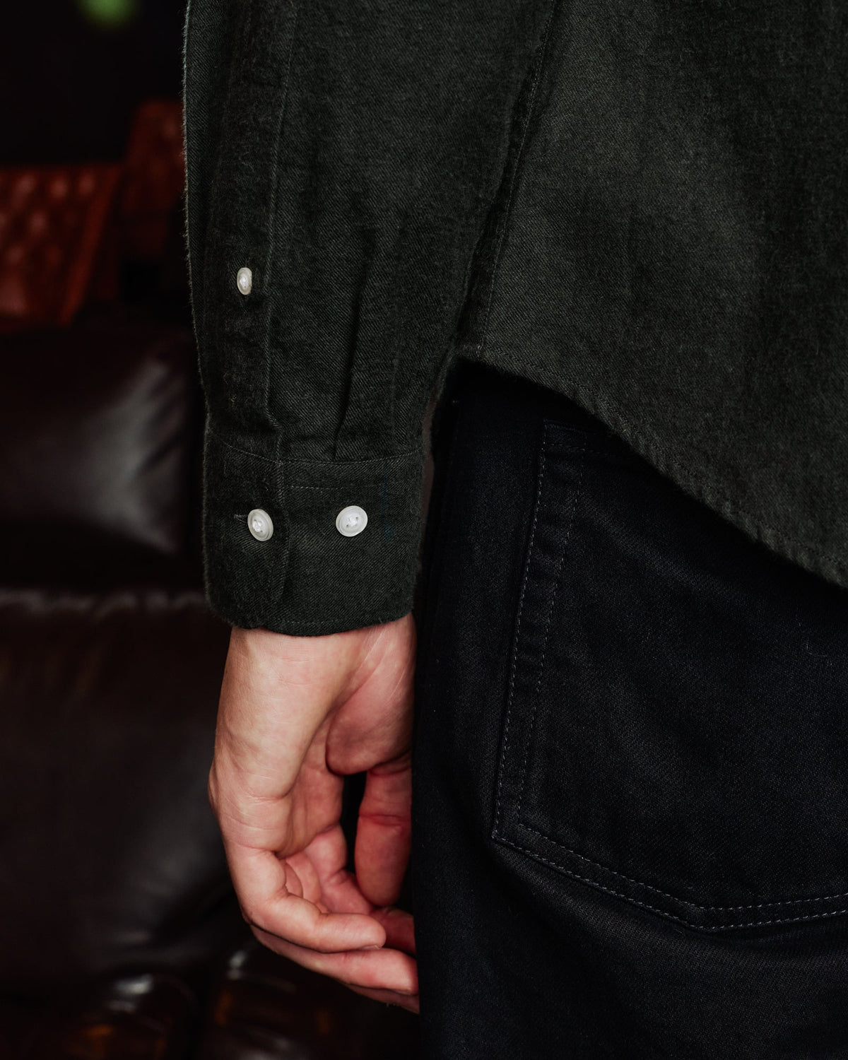Chemise en coton laine verte