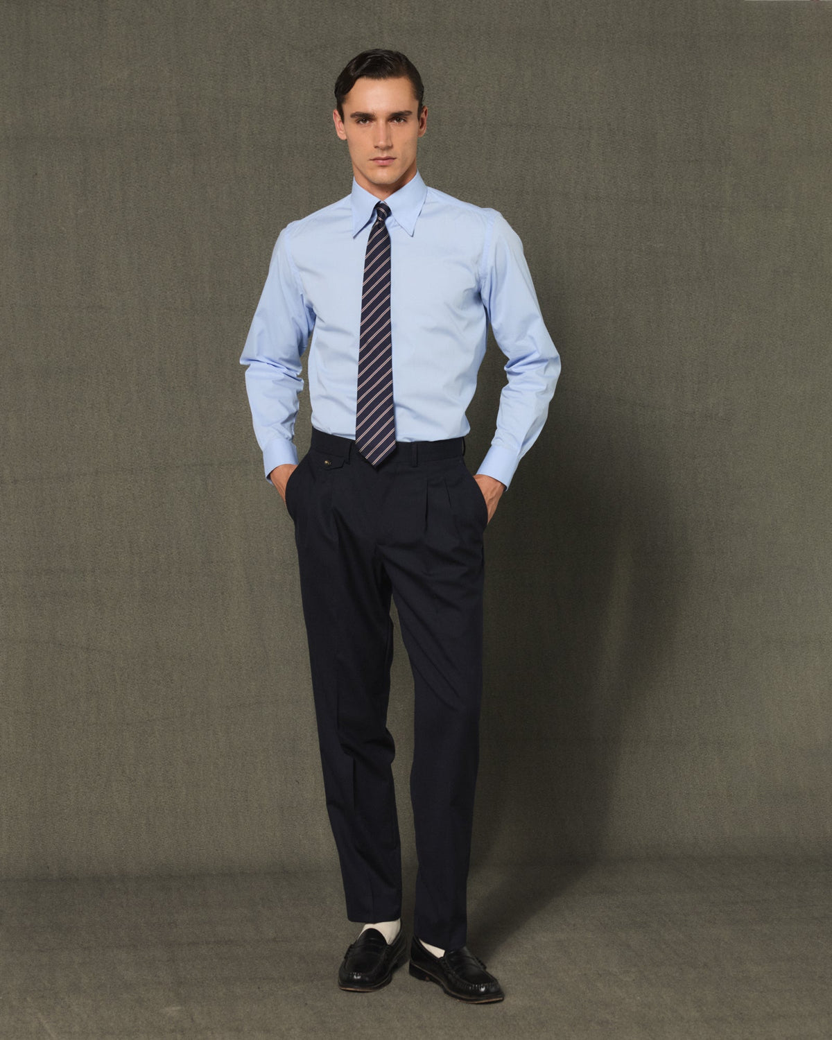 Chemise formelle en popeline de coton bleu