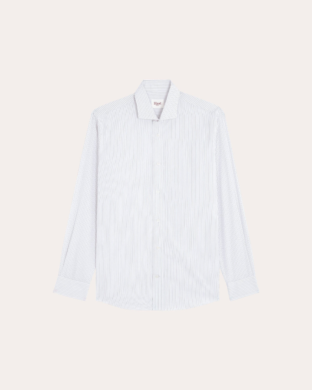 Chemise en coton blanc rayé vert