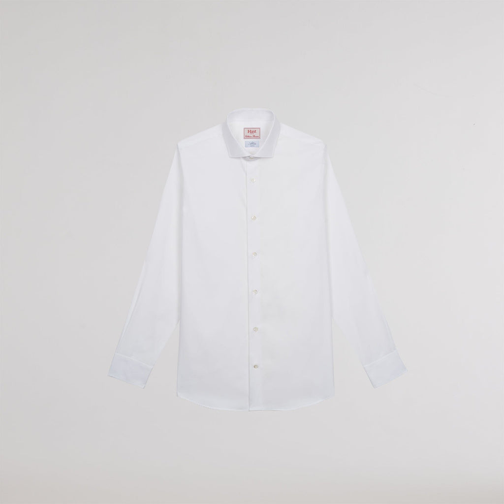Chemise premium cintrée en pinpoint double retors blanche