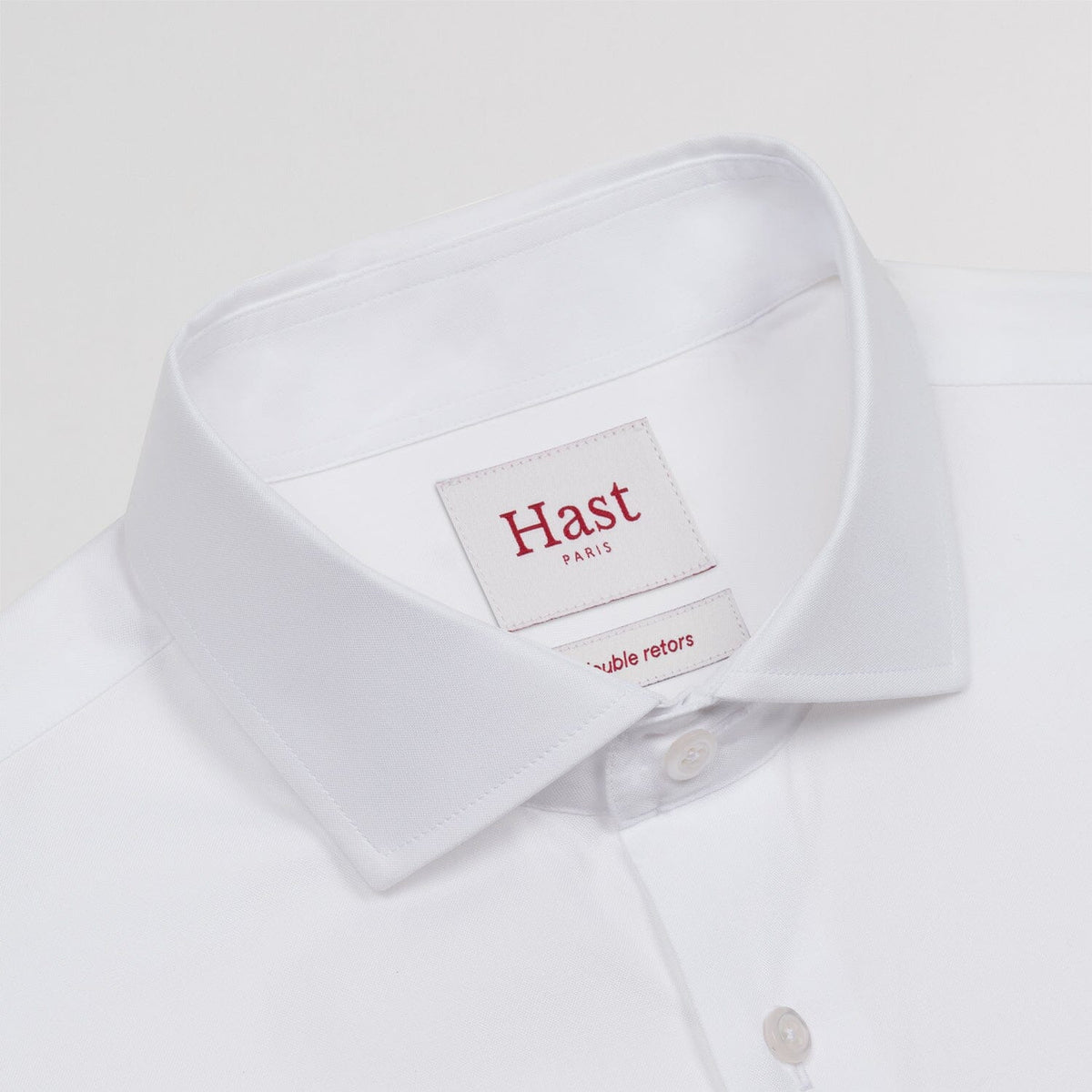 Chemise en oxford double retors blanche à poignets mousquetaires