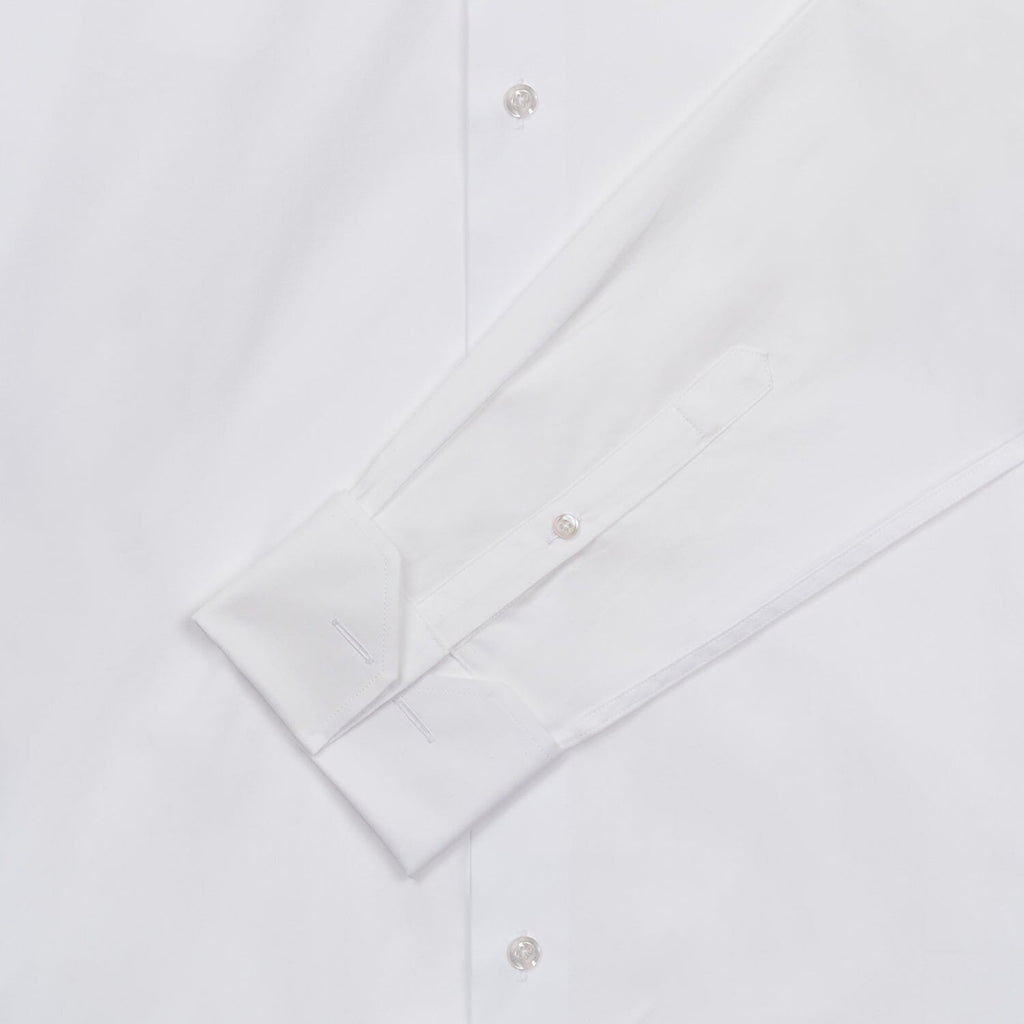 Chemise en oxford double retors blanche à poignets mousquetaires