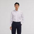 Chemise en oxford double retors blanche à poignets mousquetaires