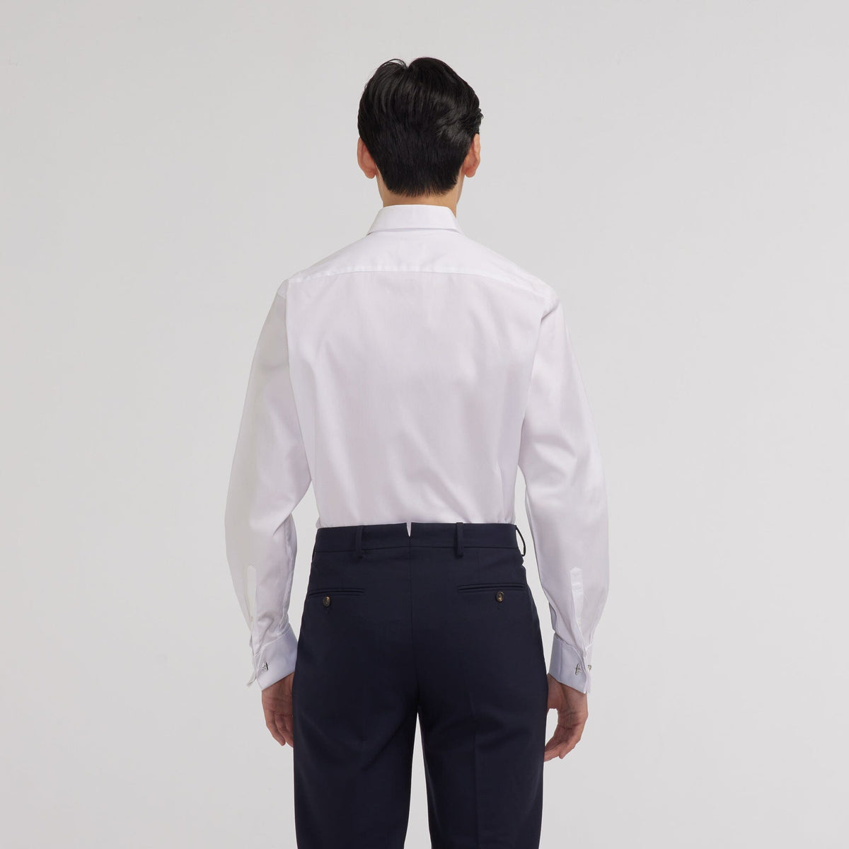 Chemise en oxford double retors blanche à poignets mousquetaires