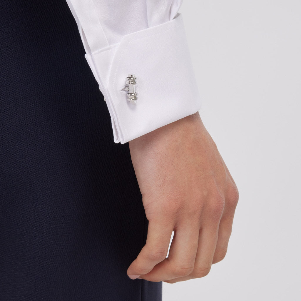 Chemise en oxford double retors blanche à poignets mousquetaires