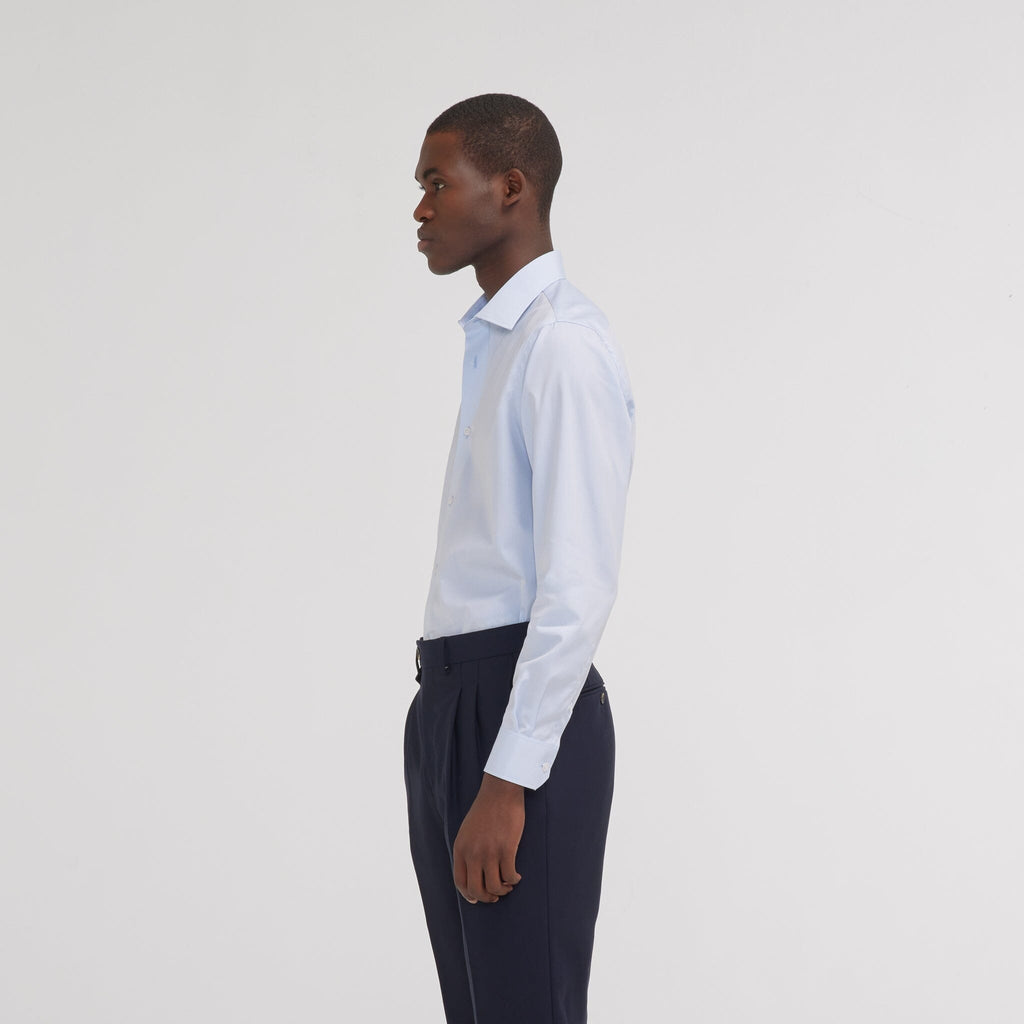 Chemise cintrée en popeline double retors bleu ciel