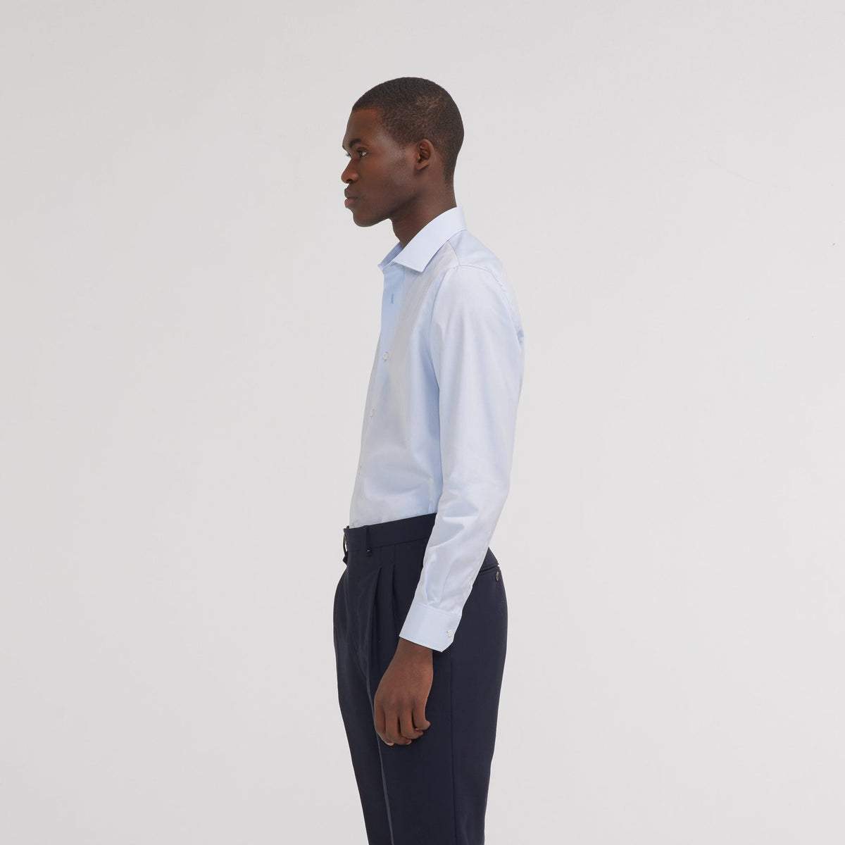 Chemise cintrée en popeline double retors bleu ciel