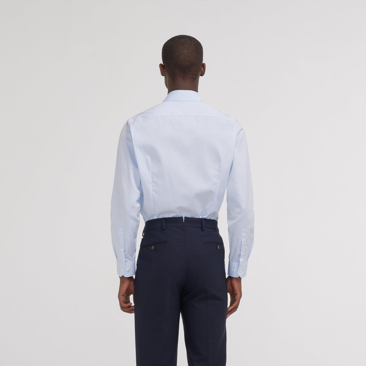 Chemise cintrée en popeline double retors bleu ciel