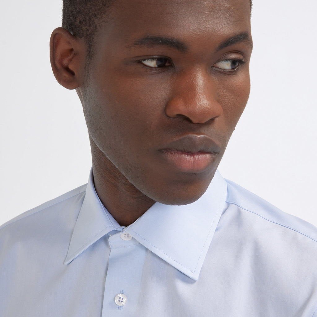 Chemise cintrée en popeline double retors bleu ciel