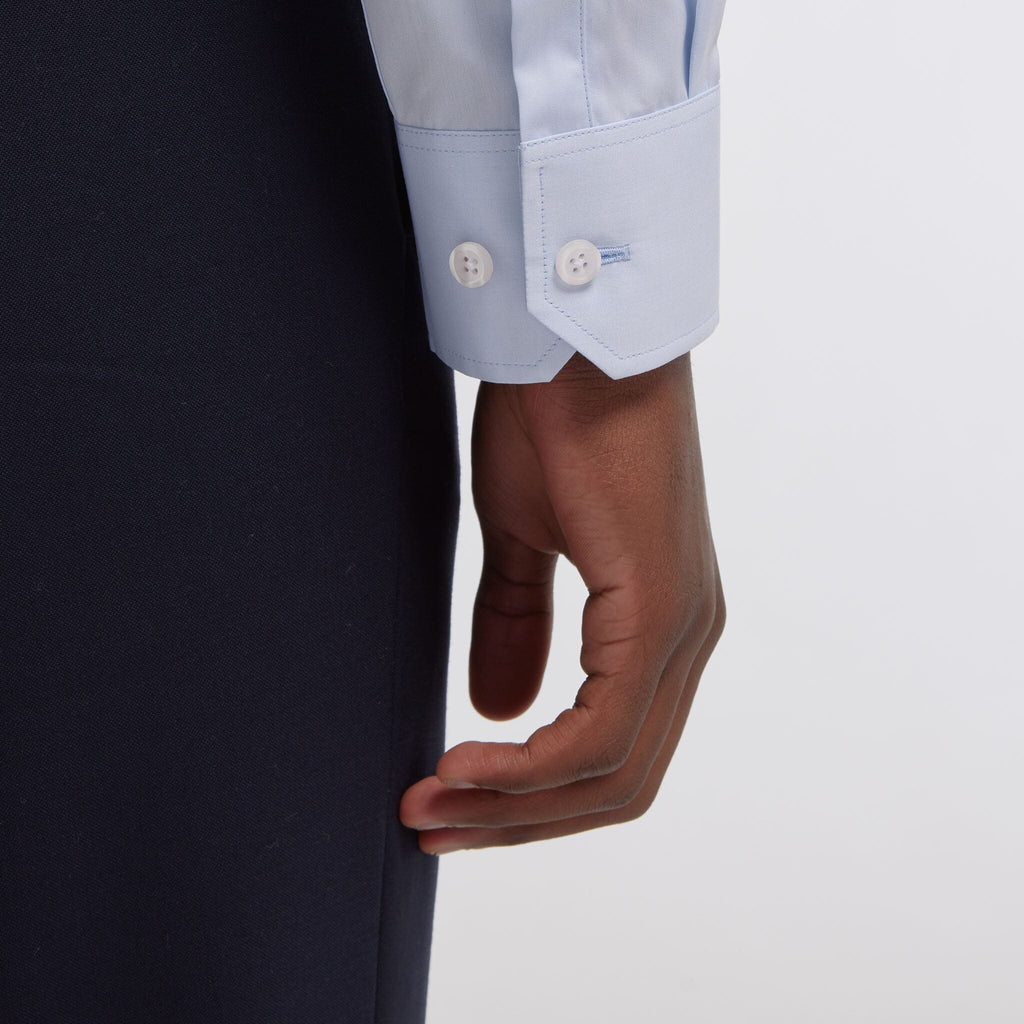 Chemise cintrée en popeline double retors bleu ciel