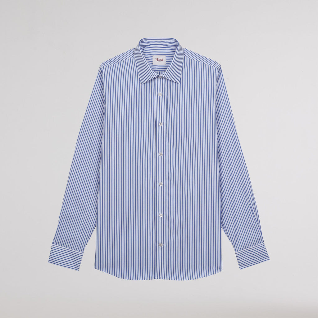 Chemise cintrée en popeline à rayures bleues et blanches
