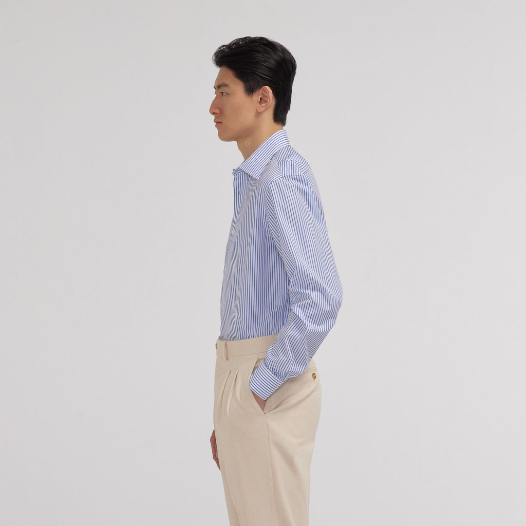 Chemise en popeline à rayures bleues et blanches