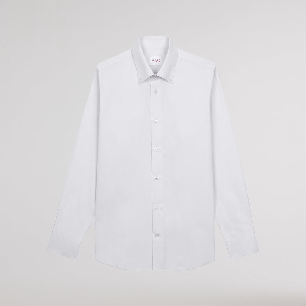 Chemise cintrée double retors en popeline blanche
