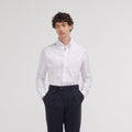 Chemise cintrée double retors en popeline blanche