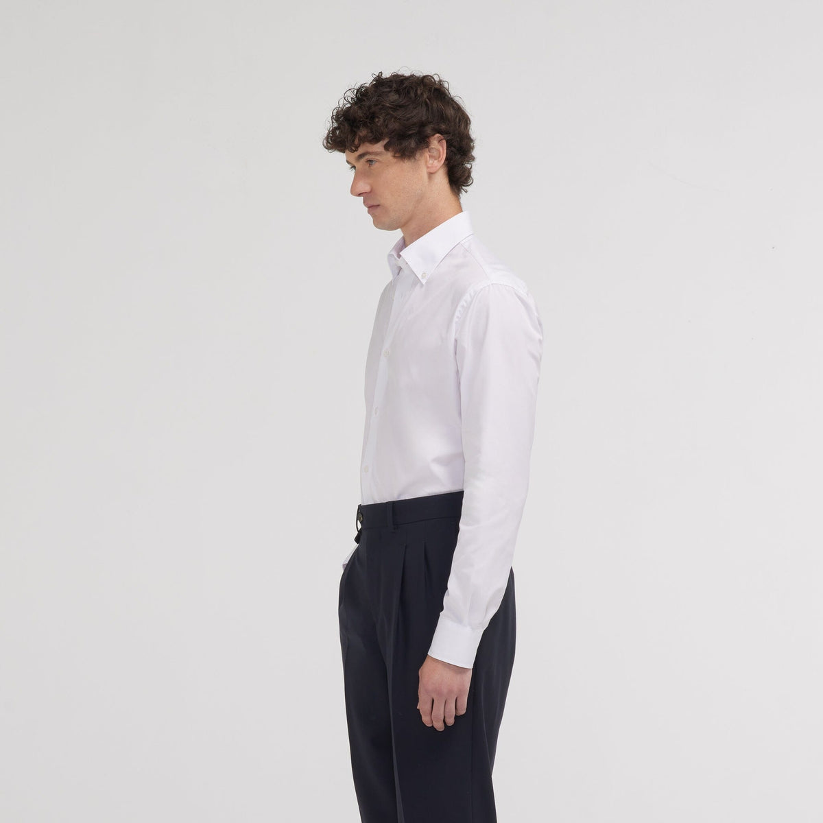 Chemise cintrée double retors en popeline blanche